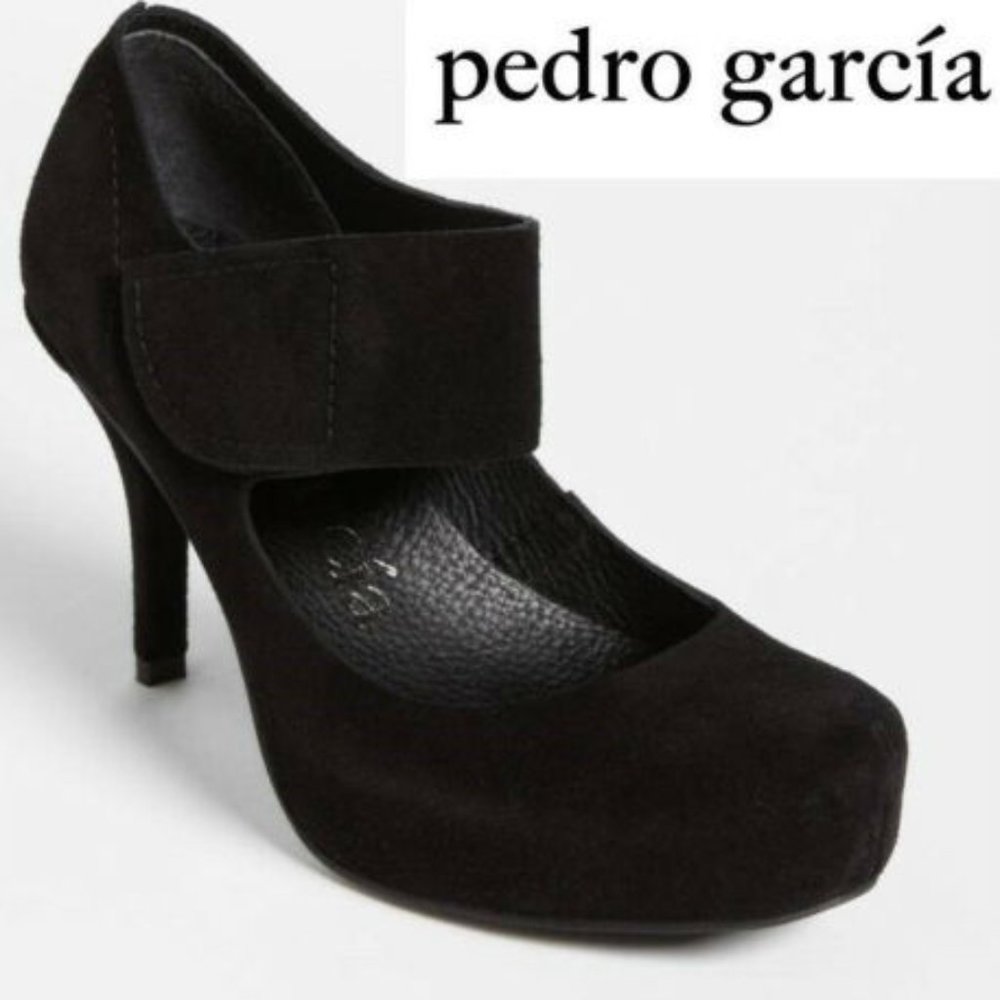 $495 Pedro Garcia Loreen Gray Mary Jane Platform Pumps Heels Shoes Suede